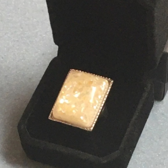 Vintage Estate Emerald Cabochon Genuine Natural Fire Agate Statement Ring - Picture 10 of 12